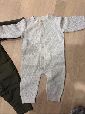 Super soft Light Gray Quilted Baby Footie One-Piece